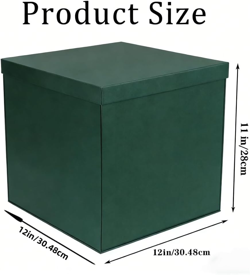 UoeRing 2 Pcs Green Large Gift Box 12x12x11 Inch,Gift Box with Lid for Presents Packaging for Christmas Birthdays,Valentine's Day,with Ribbon Card Envelope Shredded Paper Fill