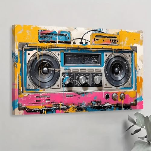 Peinture graffiti cassette TONGYINLI pour une déco salon moderne 50x70