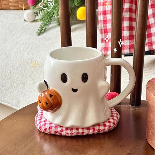 Taza de cerámica blanca con diseño de fantasma para café miniatura 2