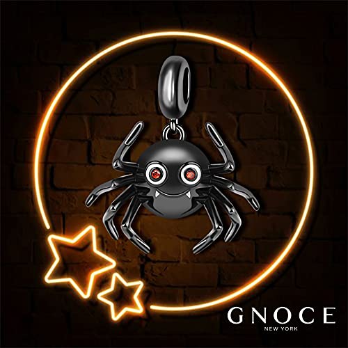 GNOCE Cute Spider Charm Pendant Sterling Silver What Do You Think Of Me Black Plated Charm Bead Fit Bracelet/Necklace Jewelry Gift for Women Mens2
