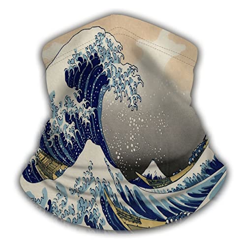 Wondertify Hokusai Great Wave Neck Warmer Ocean Boat Japan Mount Fuji Men Women Windproof Neck Gaiter Cold Weather Balaclava Ski Tube Scarf #TOP4