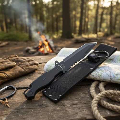 Rite Edge SZCO Full Tang Tanto Hunting Knife 12 inch - Fixed Blade Outdoor Knife with ABS Handle, 3CR13 Stainless Steel Blade & Sheath for Hunting, Camping & Outdoor uses for Men by Rite Edge - Image 4