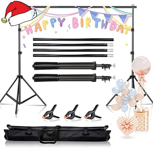 BEJOHU Backdrop Stand, 2x3m/ 6.5ft x 10ft Adjustable Portable Photo Studio Backdrop Background Support System Stand for Wedding Parties Decorations Portrait Photography Birthday Party