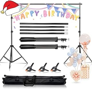 BEJOHU Backdrop Stand, 2x3m/ 6.5ft x 10ft Adjustable Portable Photo Studio Backdrop Background Support System Stand for Wedding Parties Decorations Portrait Photography Birthday Party
