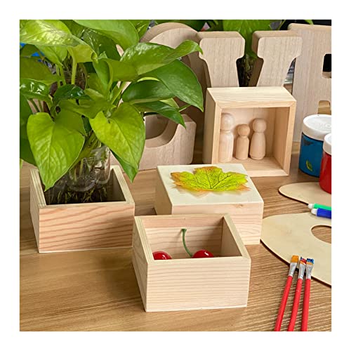 12-Pack Square Wood Box Unfinished Small Wooden Boxes For Crafts (Outer 3.7X 3.7X 2 In,Interior 3.2 X 3.2 X1.9 In) #TOP2
