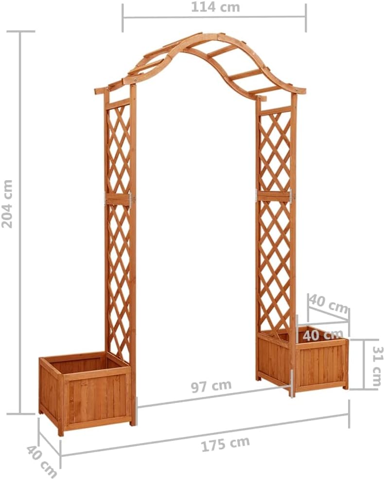 Garden Pergola with Planter Solid Firwood, Wooden Planter with Trellis, Planter Box with Trellis, Raised Garden Bed Outdoor for Plants Hanging Flower Baskets 68.9" x 15.7" x 80.3" Brown
