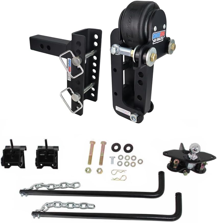 Shocker Air Equalizer & Chain Style Round Bar WD Hitch, Fits 2" Hitch 5" Rise 4" Drop