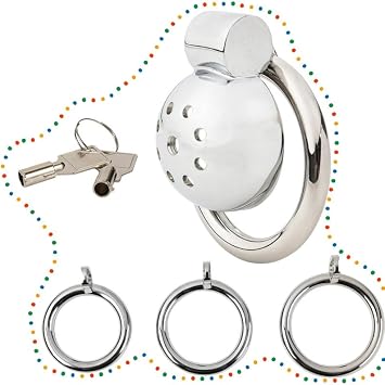 Stainless Steel Flat Cage for Men, with 3 Different Sizes of Rings, Male Protective Cage Set - D4White