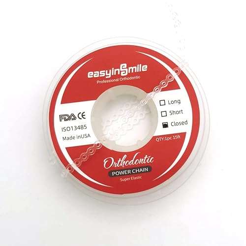 Miniatura 3 de SNAWOP Cadena de Potencia de Ortodoncia Dental, Carrete Multicolor, Bandas Elásticas de Goma para Brackets Dentales (Cerrada, Transparente)