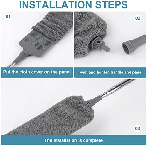 Vicloon Gap Dust Cleaner, Gap Cleaning Duster, 1 Long Handle Microfiber and 4 Replacement cover Retractable Dust Cleaner Appliances Cleaning Tool for Home Bedroom Kitchen Gap Dust Cleaner