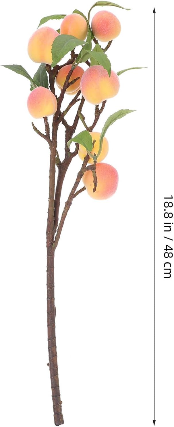 Artificial Peach Branches Faux Fruit Branches with Leaves Medium Size for Home Décor Flower Arrangement 2pcs Set
