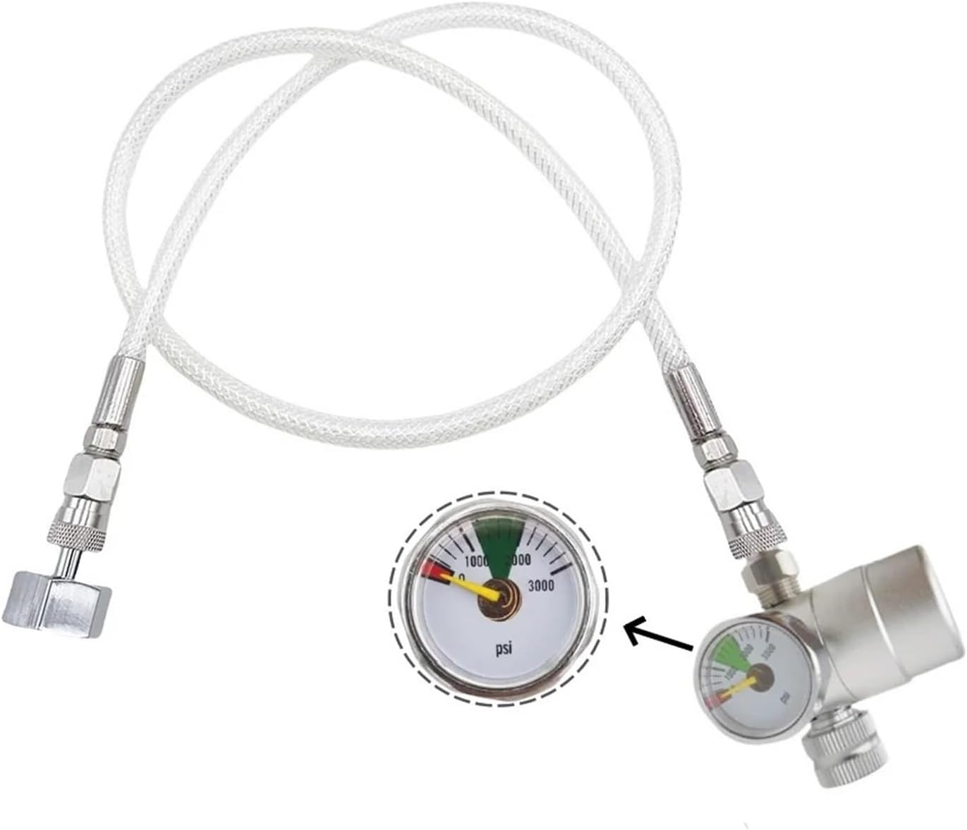 Whipper Adapter with M11*1 Threaded Fiting NO2 Tank to Whipped Cream Charge Bottle Cans 580g M22 Thread Cream Jar(Regulator with Hose)