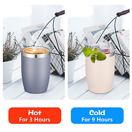 Vegond Stainless Steel 12 Oz Tumblers Bulk Vacuum Insulated Double Wall Travel Tumbler With Lid And Straw Reusable Tumbler,Beige #TOP3
