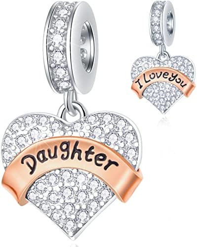 Family Charms, 925 Sterling Silver Mother Father Daughter Son Sister,Godmother Goddaughter Nana,Husband Wife,Aunt,Faith,Best Friends,I Love You Heart Pendant,fit for Birthday/European DIY Bracelet