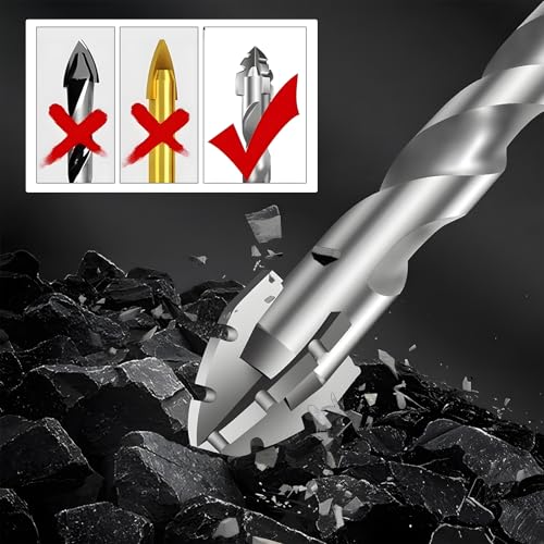 KASAFE 4 Blade Serrated Eccentric 4 Flute Drill Bits Set, Concrete Masonry Drill Bits for Brick, Tile, Wood & PVC, Fine-Polished Carbide Tips with 1/4" Hex Shank, Sizes 6/8/10/12mm 4 KASAFE 4 Blade Serrated Eccentric 4 Flute Drill Bits Set, Concrete Masonry Drill Bits for Brick, Tile, Wood & PVC, Fine-Polished Carbide Tips with 1/4" Hex Shank, Sizes 6/8/10/12mm - Image 4