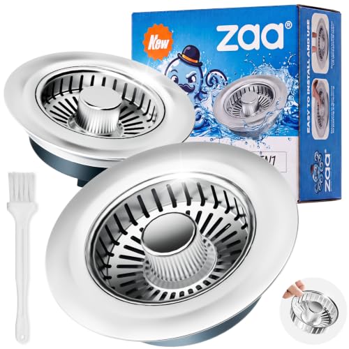 Image of zaa Kitchen Sink Drain Strainer - Kitchen Sink Stopper,Stainless Steel Kitchen Drain Plug & Sink Installation Parts with Anti-Clogging Basket, Fit US Standard 3-1 /2'' Sink Drain Hole