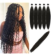 Black Braiding Hair Pre Stretched Knotless Braiding Hair for Boho Braids(6 Pakcs)