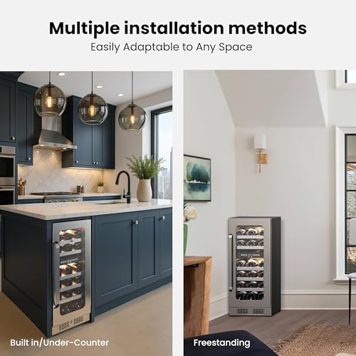 Image of Whynter 29 Bottle Wine Fridge, 30 Inch Dual Zone Wine Cooler Refrigerator, 40-65F Digital Temperature Control, 3 LED Wine Cellar, Built-in or Freestanding for Home Bar Kitchen Office