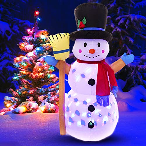 Athoinsu 4Ft Lighted Christmas Snowman Inflatables Led Xmas Holiday Yard Decoration Colorful Kaleidoscope Snowman With Hat Party Favors (S ,Led) #TOP8