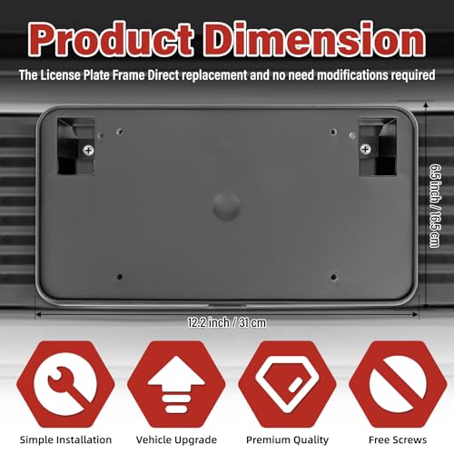 Image of License Plate Bracket Accessories for Chevrolet Chevy Silverado 1500 2016 2017 2018, Silverado 1500 LD 2019, Front Bumper License Plate Holder Replacement Frame Black Mount