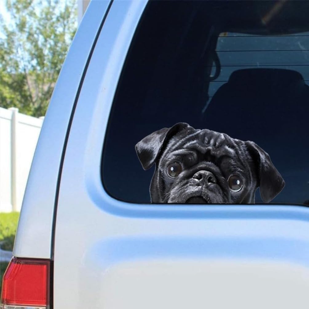 2pcs Black Pug Vinyl Decal 5.91"x3.15", Cute Wrinkled Dog Sticker for Rear Windshield, Bumper, RV, Laptop, Expressive Pet Decor |#DK179 - Image 4
