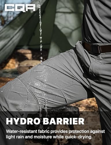 Image of CQR Men's Convertible Cargo Tactical Pants, Water Resistant Outdoor Hiking Pants, Zip Off Lightweight Stretch Work Pants