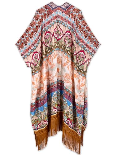 Image of Spicy Sandia Kimonos for Women Floral Beach Cover Up Loose Swimsuit Bathing Suit Coverup Cardigan for Summer Swimwear