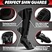 Kickboxing Shin Guards Muay Thai Shin Pads with 16 OZ Boxing Gloves, Adjustable Leg Guards with Instep Protection Shinguards with Workout Gloves Martial Arts Training Equipment for MMA Training(M)