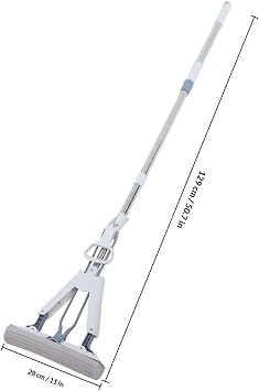 White Foldable Sponge Mop for Home Kitchen Floors, 28cm