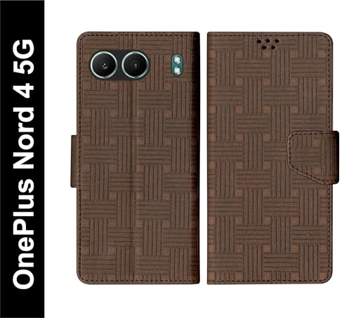 Image of SBMS Flip Cover for OnePlus Nord 4 5G Back Cover Case with Magnatic Closure | Inbuilt Stand | Card & Money Pocket (Mat Brown)