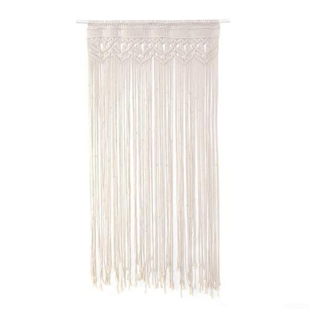 Tenda da porta in macramè bohémien, arazzo in corda di cotone da appendere alla parete, beige, per finestra, arco, sfondo decorativo (130 x 180 cm)