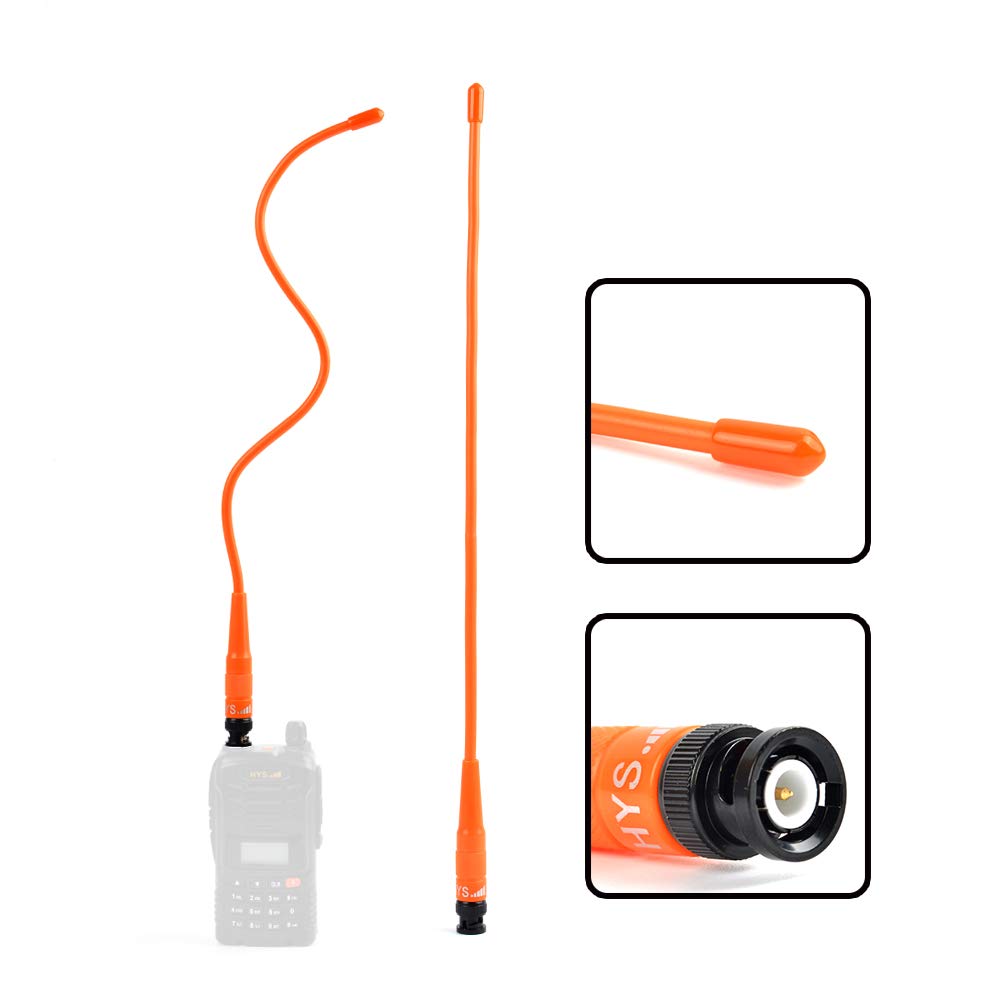 HYS Dualband BNC radiotelefon 15 cali 2 m/70 cm UHF/VHF antena kompatybilna z 144/430MHz Cobra Midland Uniden Handheld/przenośne urządzenie BNC Walkie Talkie (pomarańczowy)