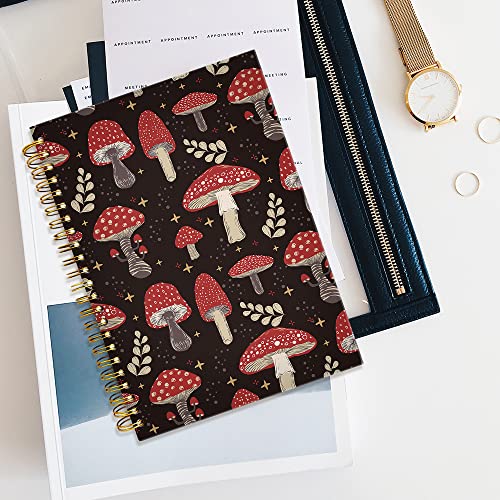 Thoqii Vintage Mushroom Spiral Notebook For Women, Writing Journal Diary Gifts For Teens Girls Notebook For Journaling For Work Office School Classroom Supplies, Hardcover 160 Lined Pages 6.2" X 8.2" #TOP3