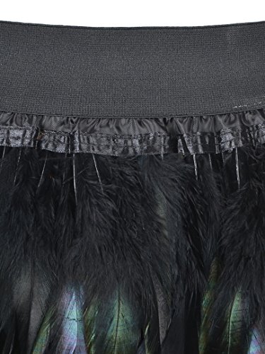 Choies Women Feather Mid Waist Black Mini A-line Skirt4