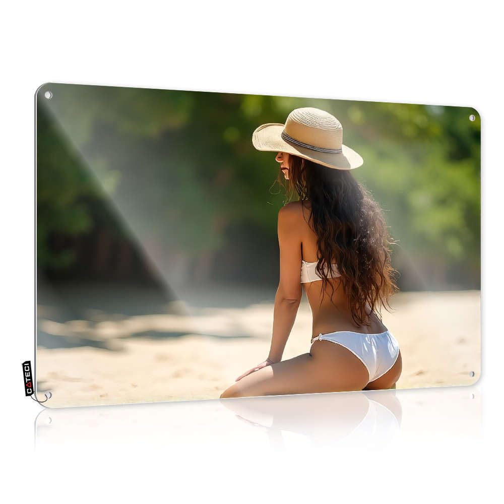 Fzfn Men's Colour Woman In White Bikini Sitting On Beach. Nice Gorgeous - Funny Posters Wall Art Decoration(30X40cm)