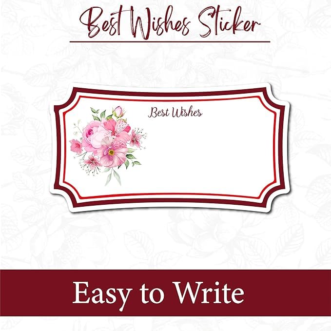 SEJASCOLLECTIONS Elegent Best Wishes Stickers Suitable for Gift Wrapping and Cover Notes -Set of 5 Designs x 10 Elegent Paper Gift Wrapper (Floral: Multicolor-Design May Vary) 2