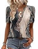Zeagoo Business Casual Tops for Women Puff Short Sleeve Spring Summer Shirts Dressy Cute Blouses 2026 Travel Outfits