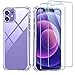 LeathLux Funda Compatible con iPhone 12 / iPhone 12 Pro, 2 Pack Cristal Templado Protector de Pantalla,Carcasa Ultra Fina Transparente Suave Silicona Anti-Choques Anti-Amarilleo Anti-arañazos 6.1''