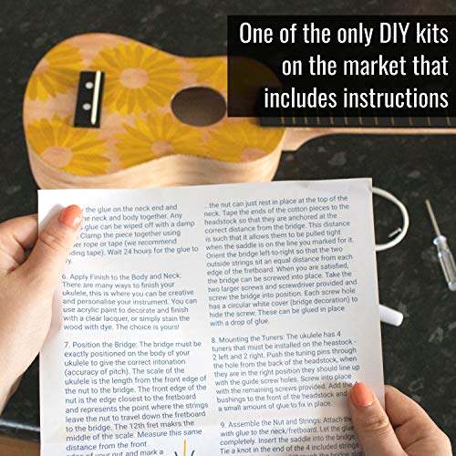 Diy Ukulele Kit Soprano (22Inch) Build Your Own Ukulele Kit With Custom Ukulele Design For Kids & Beginners (33 Pieces) - Diy Make Your Own Hawaii Ukulele Building Kit Instrument #TOP4