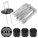 Avemest 50 pcs Piquets de Fixation Jardin + 50 Rondelles,150x40x2.5 mm Sardines de Fixation Acier Galvanisé,Garden Pegs Piquets, Pour Pelouse,Jardin,Agrafes pour Toile de Paillage et Gazon Synthétique