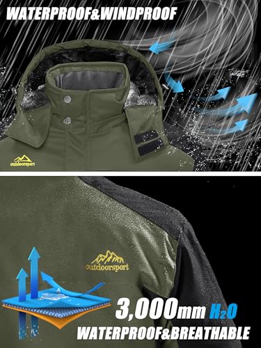 KEFITEVD Men's Winter Waterproof Ski Jacket Softshell Fleece Snowboarding Jackets Fishing Hiking Coat with Detachable Hood - Image 5