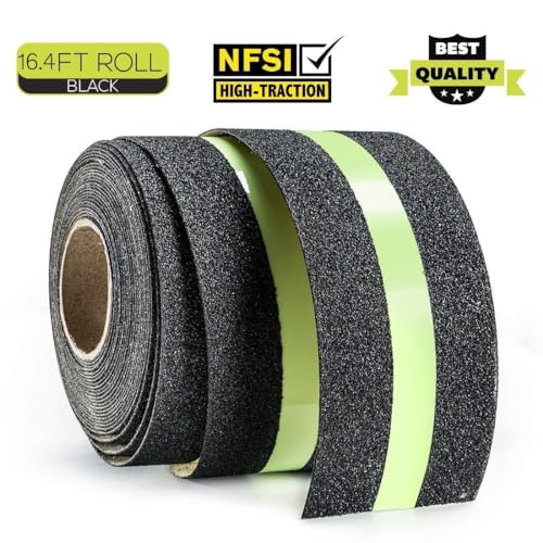 Image of Kimee Anti Slip Grip Tape for Stairs - 2 Inch x 16.4 Ft, Glow in The Dark, Non-Slip Safety Traction Tape for Indoor & Outdoor Use - Stair Tread Grip, Slip Resistant, Waterproof, Easy to Apply