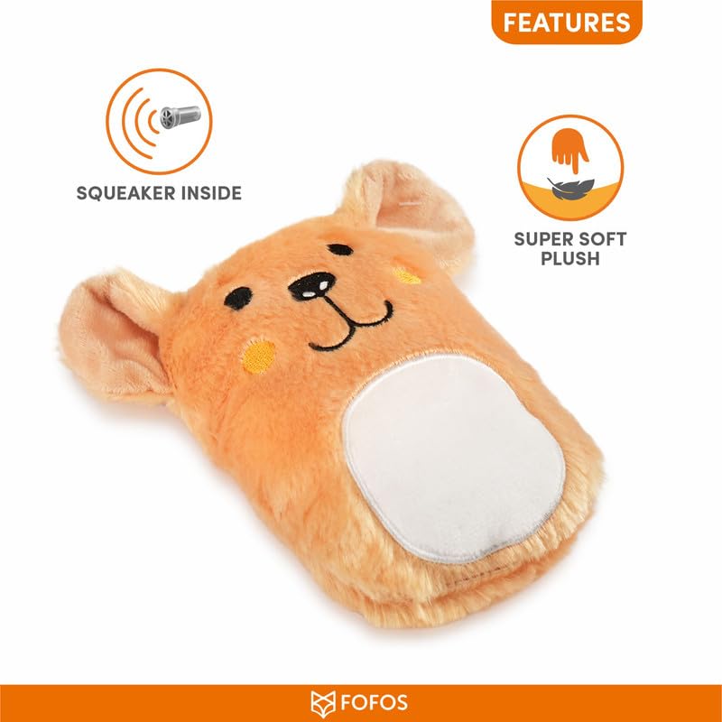 Image of BarkButler x FOFOS Puppy Plush Toys (Mix) - Soft & Squeaky Toys for Dogs, Small Dog Toys Set (0-10kgs) - Multicoloured