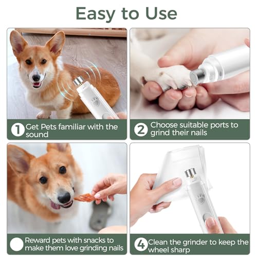 Image of VIWIK Dog Nail Grinder, 2-Speed Rechargeable Dog Nail Trimmers for Large Medium & Small Dogs, Upgrade Professional Electric Pet Paws Nail Grinder, Quiet Puppy Grooming Tool Cat Dog Nail Dremel White