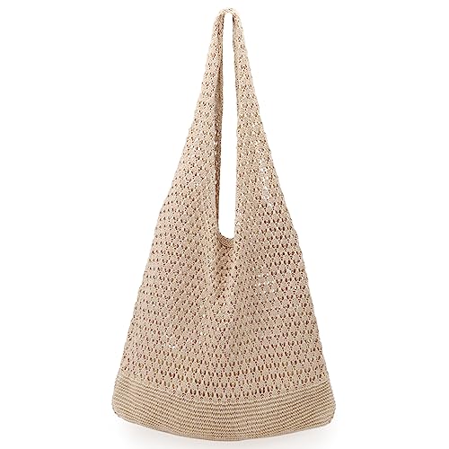 Image of hatisan Crochet Bag for Women, Handmade Knit Beach Tote Bag Summer