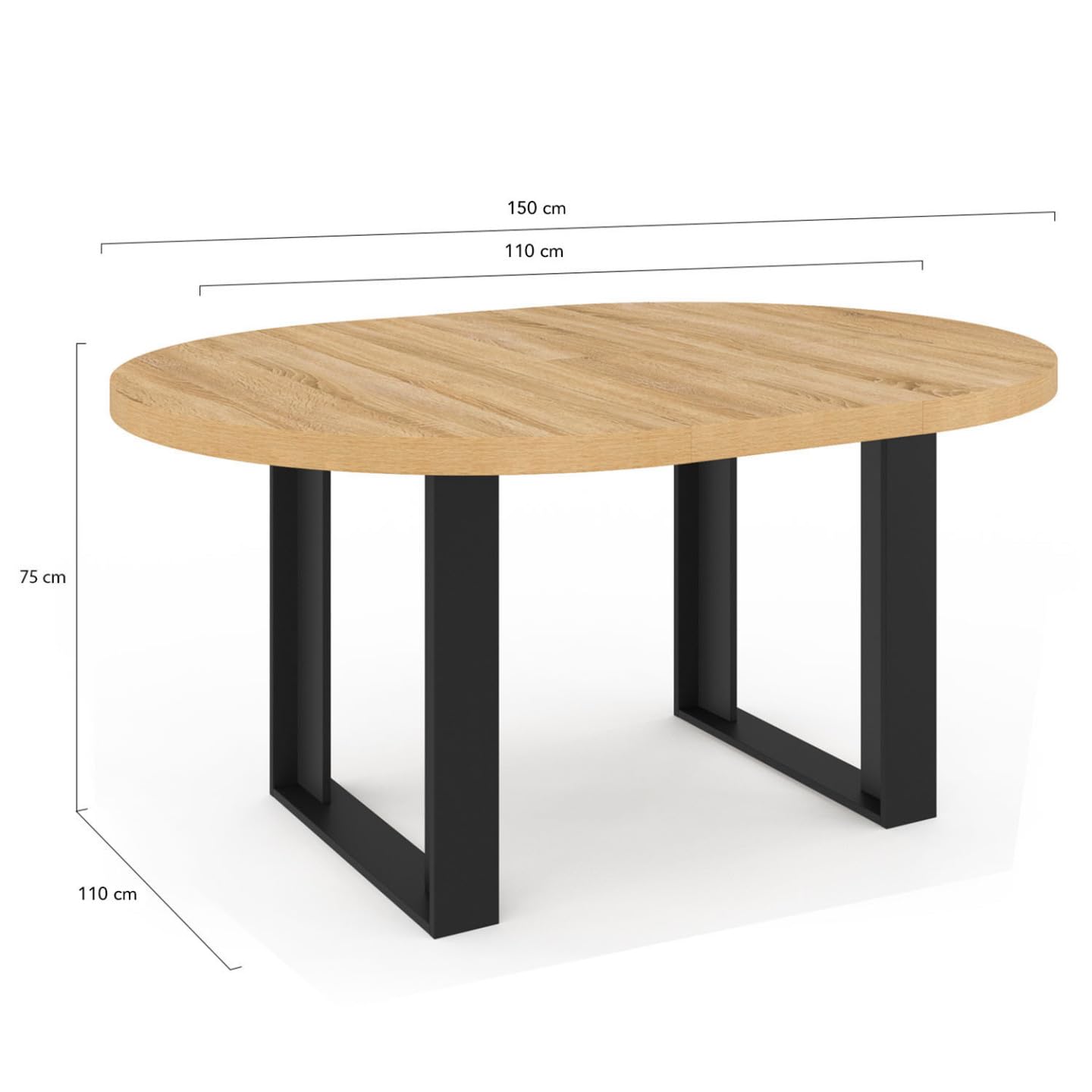 IDMarket - Table à Manger Extensible Ronde Phoenix 4-6 Personnes Bois et Noir 110-150 cm