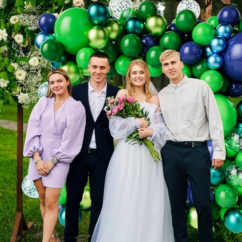Image of Green Dark Blue Balloon Garland Arch Kit, Dark Blue and Green Latex Balloons, Confetti Balloons for Wedding Birthday Festival Graduation Party Decorations