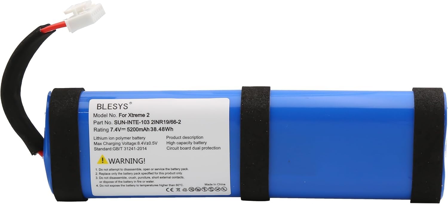 BLESYS Batteria per JBL Xtreme 2, 7,4V 5200mAh agli ioni di litio SUN-INTE-103 21NR19/66-2 ID1019 per altoparlante Bluetooth JBL Xtreme 2