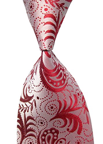 Wehug Men's Classic Red Paisley Tie Silk Woven Necktie Jacquard Neck Ties For Men LD0041