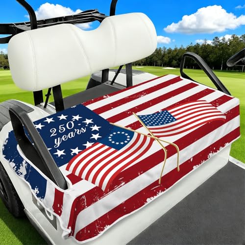 Awufncksn Independence Day Golf Cart Seat Covers Club Car Golf Cart Accessories, Fourth Of July Golf Carts Seat Towel Blanket For Women Men, American Flag Golf Seat Covers Decorations For Parade